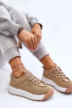 Damskie Buty Sportowe Na Platformie Beżowe Dakari