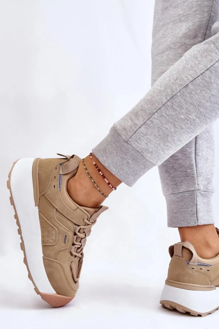 Damskie Buty Sportowe Na Platformie Beżowe Dakari