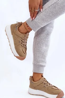 Damskie Buty Sportowe Na Platformie Beżowe Dakari