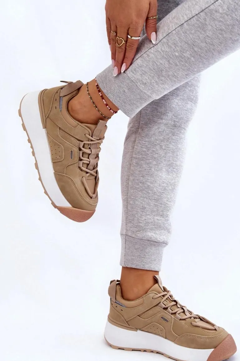 Damskie Buty Sportowe Na Platformie Beżowe Dakari