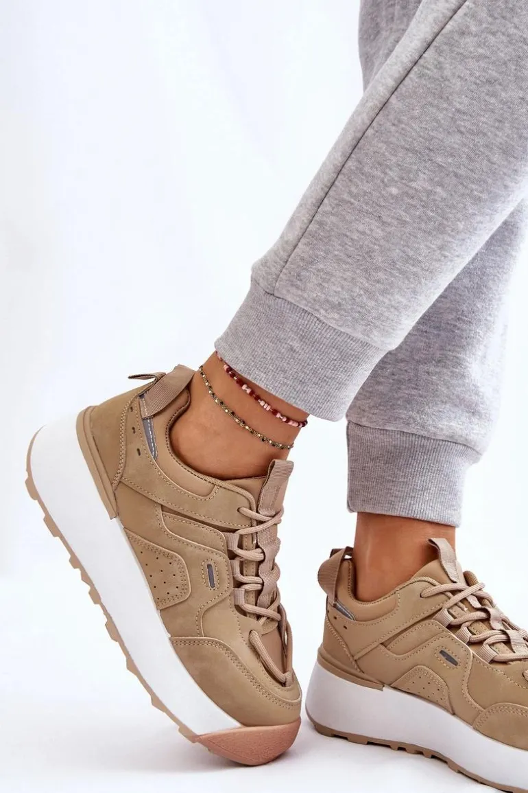 Damskie Buty Sportowe Na Platformie Beżowe Dakari
