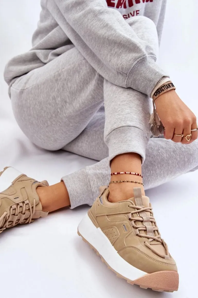 Damskie Buty Sportowe Na Platformie Beżowe Dakari