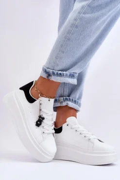 Damskie Buty Sportowe Na Masywnej Platformie Biało-Czarne Mariell