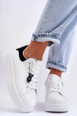 Damskie Buty Sportowe Na Masywnej Platformie Biało-Czarne Mariell