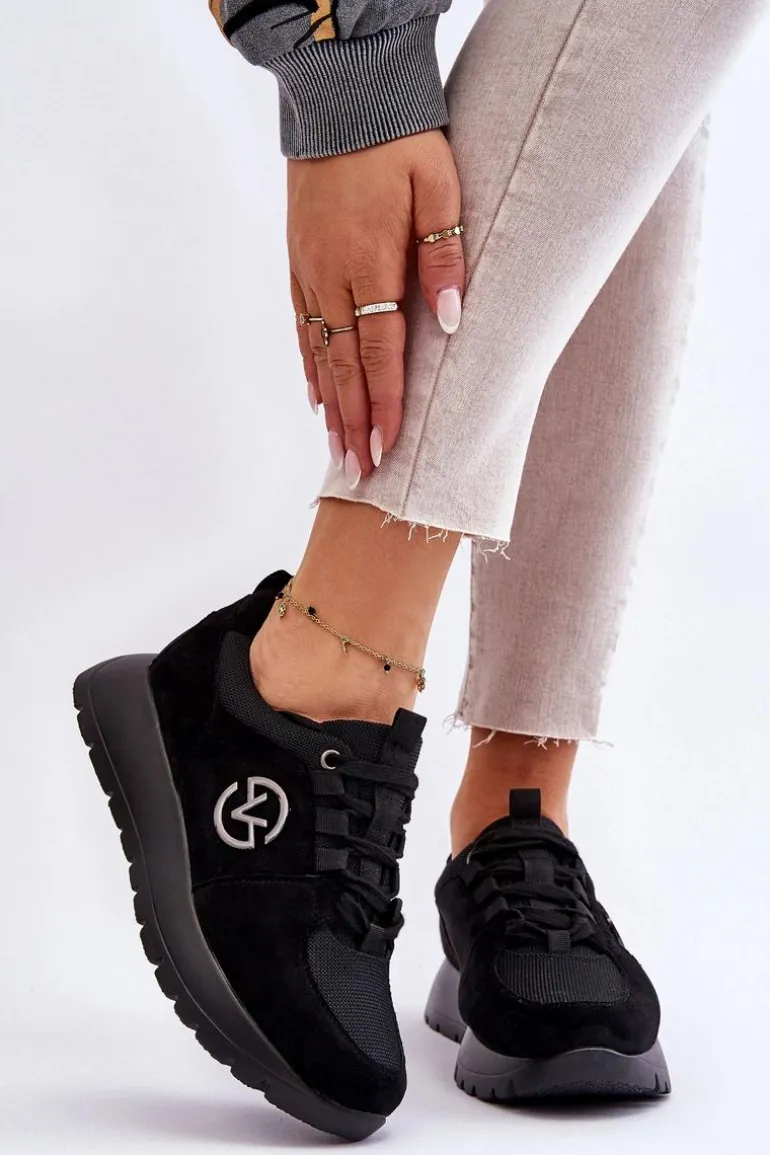 Damskie Buty Sportowe Na Platformie Czarne Aisha