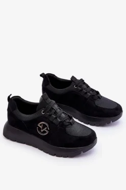 Damskie Buty Sportowe Na Platformie Czarne Aisha