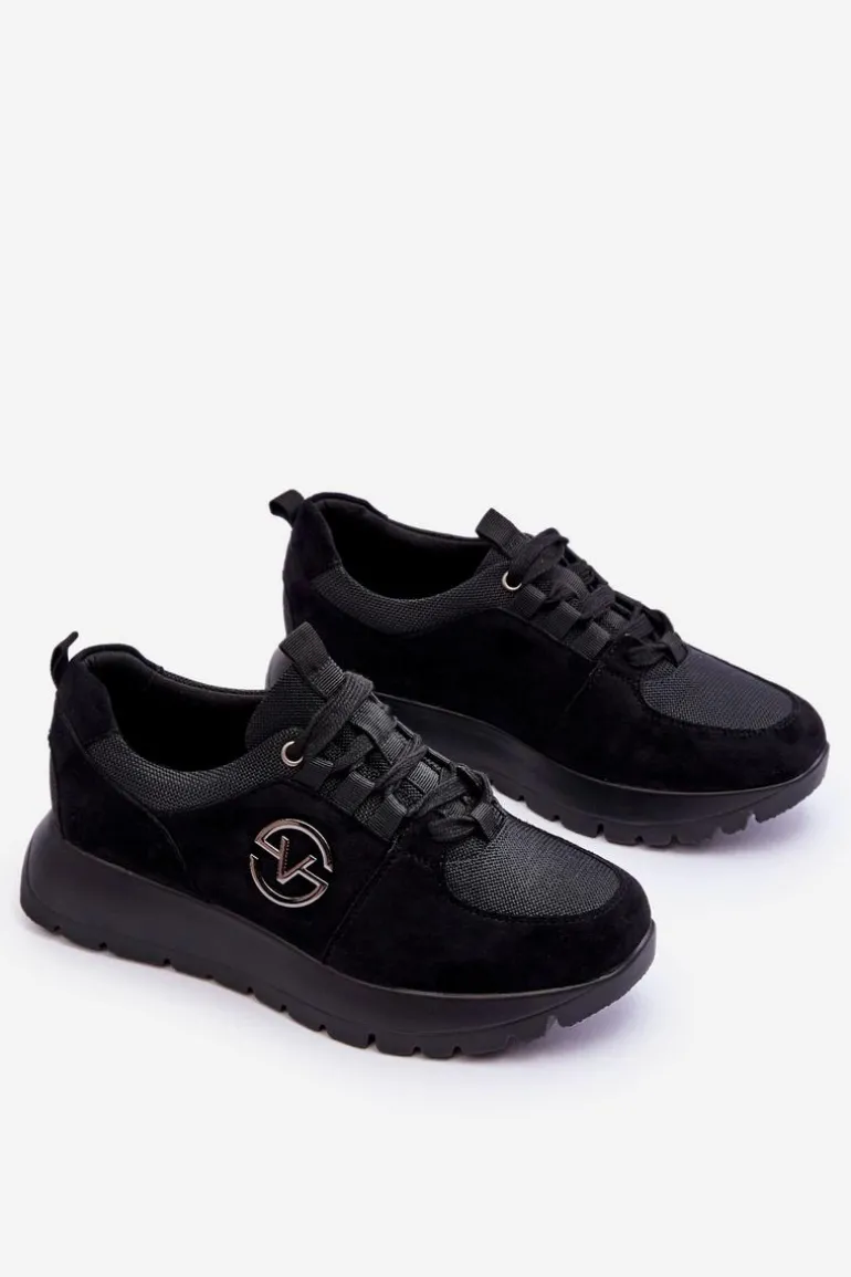 Damskie Buty Sportowe Na Platformie Czarne Aisha