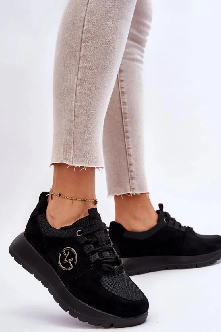 Damskie Buty Sportowe Na Platformie Czarne Aisha