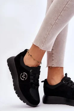 Damskie Buty Sportowe Na Platformie Czarne Aisha