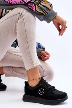 Damskie Buty Sportowe Na Platformie Czarne Aisha