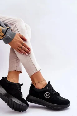 Damskie Buty Sportowe Na Platformie Czarne Aisha