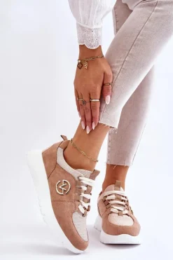 Damskie Buty Sportowe Na Platformie Beżowe Aisha