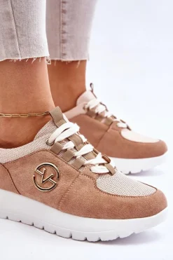 Damskie Buty Sportowe Na Platformie Beżowe Aisha