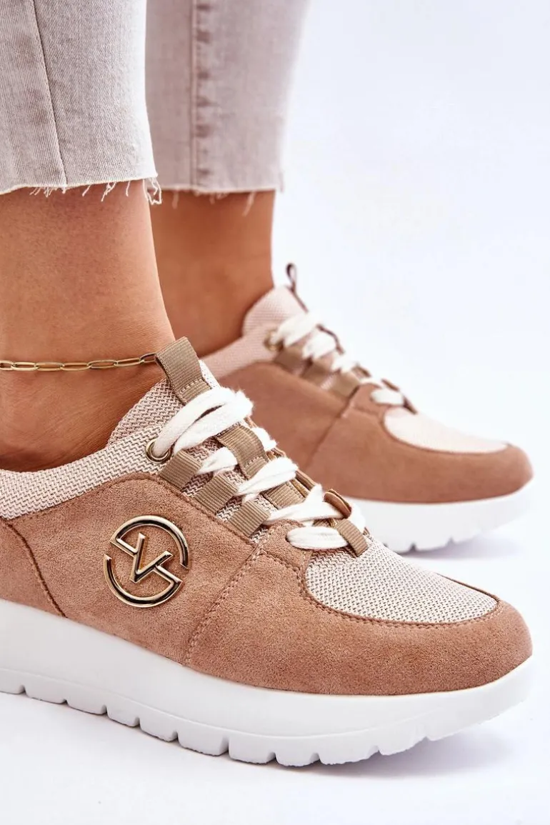 Damskie Buty Sportowe Na Platformie Beżowe Aisha