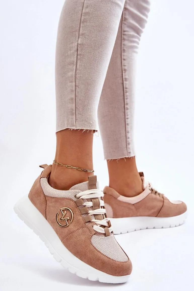 Damskie Buty Sportowe Na Platformie Beżowe Aisha