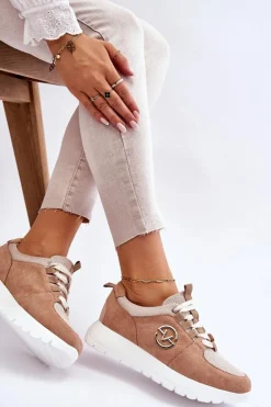 Damskie Buty Sportowe Na Platformie Beżowe Aisha