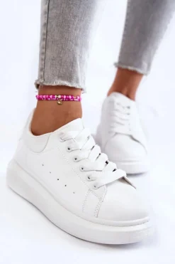 Damskie Buty Sportowe Na Platformie Białe Eliso