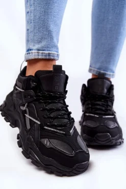 Damskie Buty Sportowe Na Masywnej Platformie Big Star KK274387 Czarne