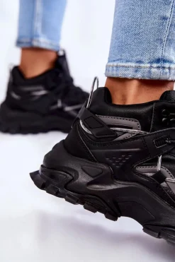 Damskie Buty Sportowe Na Masywnej Platformie Big Star KK274387 Czarne