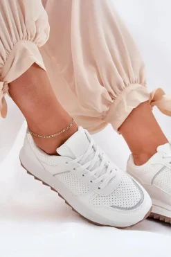 Damskie Buty Sportowe Na Platformie Białe Yandia