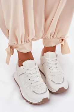 Damskie Buty Sportowe Na Platformie Białe Yandia