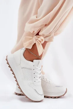 Damskie Buty Sportowe Na Platformie Białe Yandia