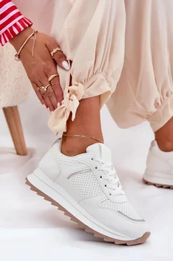 Damskie Buty Sportowe Na Platformie Białe Yandia