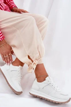 Damskie Buty Sportowe Na Platformie Białe Yandia