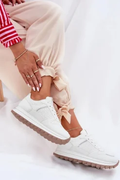 Damskie Buty Sportowe Na Platformie Białe Yandia