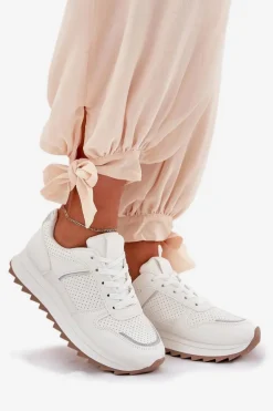 Damskie Buty Sportowe Na Platformie Białe Yandia