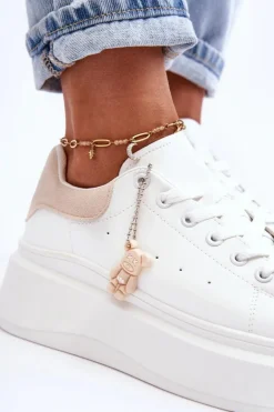 Damskie Buty Sportowe Na Masywnej Platformie Biało-Beżowe Mariell