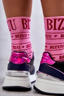 Damskie Buty Sportowe Na Koturnie GOE KK2N4081 Czarno-Granatowe