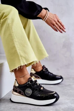 Damskie Buty Sportowe Na Koturnie GOE KK2N4085 Czarne