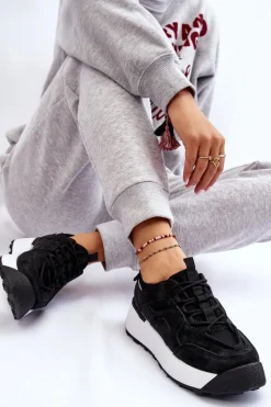 Damskie Buty Sportowe Na Platformie Czarne Dakari