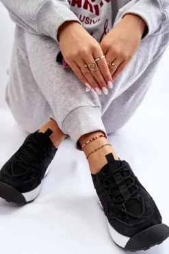 Damskie Buty Sportowe Na Platformie Czarne Dakari