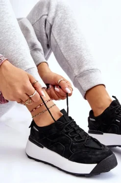 Damskie Buty Sportowe Na Platformie Czarne Dakari