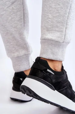 Damskie Buty Sportowe Na Platformie Czarne Dakari