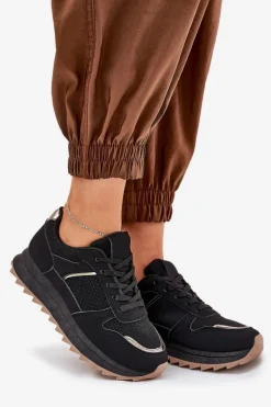 Damskie Buty Sportowe Na Platformie Czarne Yandia