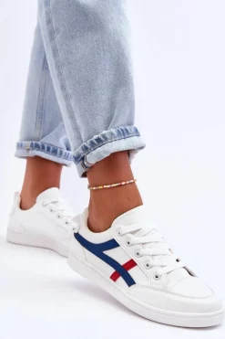 Damskie Buty Sportowe Niskie z Paskami Białe Alemessa