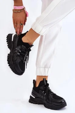 Damskie Buty Sportowe Skarpetkowe Wsuwane Czarne Berna