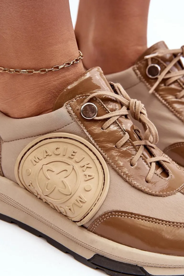 Damskie Buty Sportowe Skórzane Maciejka 06295-04 Beżowe