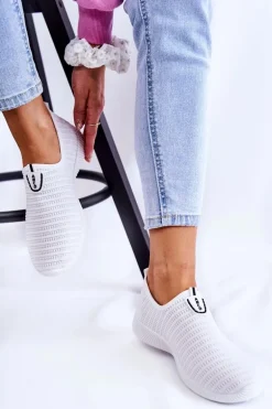 Damskie Buty Sportowe Slip-On Białe Charlien