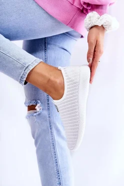 Damskie Buty Sportowe Slip-On Białe Charlien