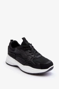 Damskie Buty Sportowe Sneakersy Na Platformie Czarno-Białe Lomare
