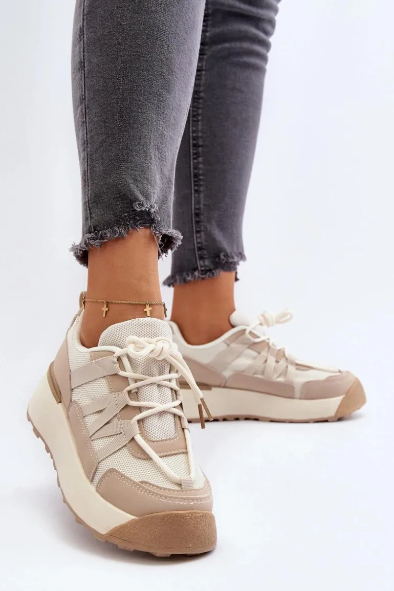 Damskie Buty Sportowe Sneakersy Beżowe Phyrena