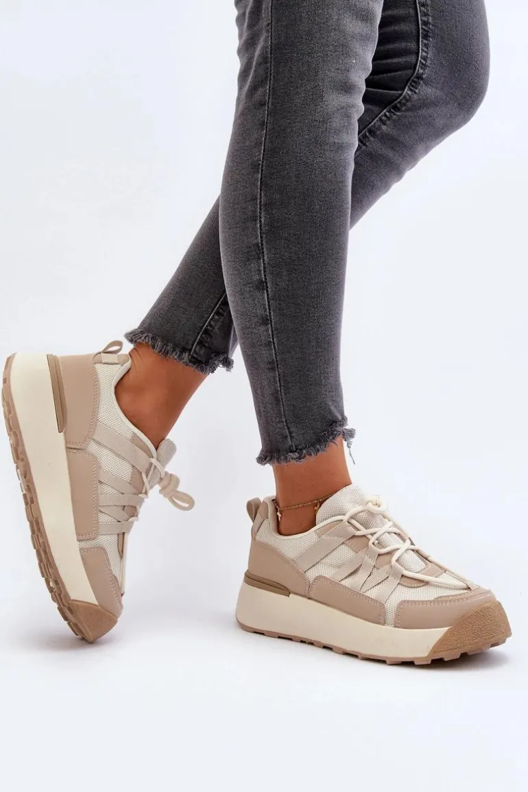 Damskie Buty Sportowe Sneakersy Beżowe Phyrena
