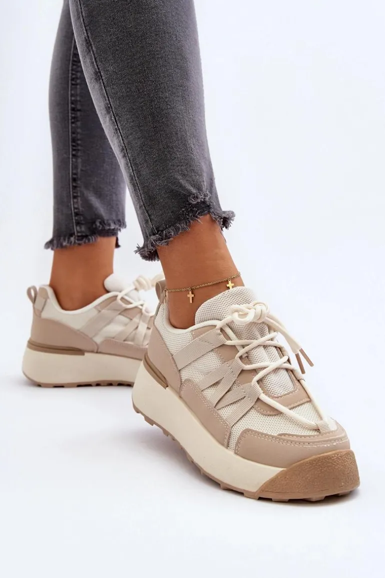 Damskie Buty Sportowe Sneakersy Beżowe Phyrena