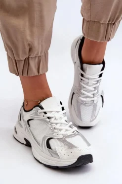 Damskie Buty Sportowe Sneakersy Biało-Czarne Leranea
