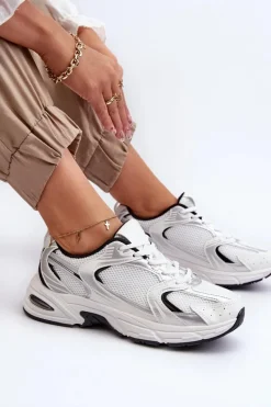 Damskie Buty Sportowe Sneakersy Biało-Czarne Leranea