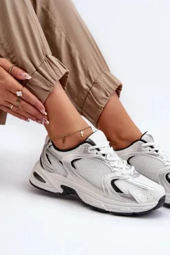 Damskie Buty Sportowe Sneakersy Biało-Czarne Leranea